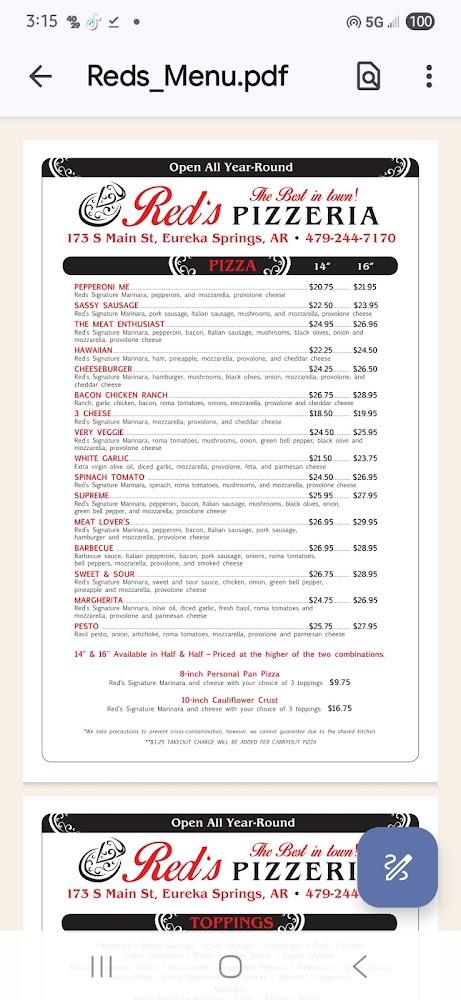 Red's Pizzeria Menu image 3